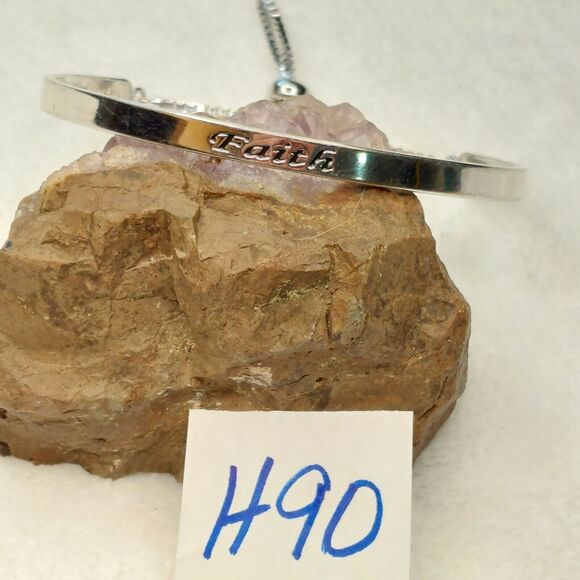 Silver Tone Slide Adjuster Faith Bracelet - Picture 6 of 6